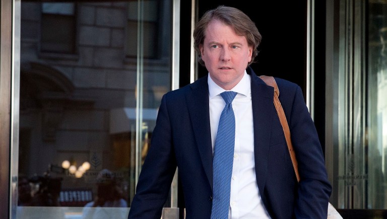 Records indicate White House attorney Don McGahn notified President Trump about the potential violations of the Logan Act days after his inauguration. (AP Photo/Mary Altaffer, File)