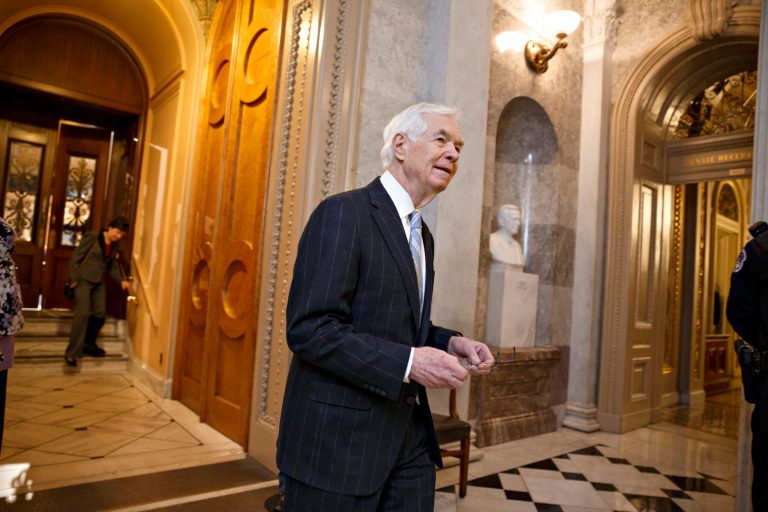 Sen. Thad Cochran, R-Miss., leaves the chamber at the Capitol in Washington, Monday, Jan. 26, 2015. (AP Photo/J. Scott Applewhite)