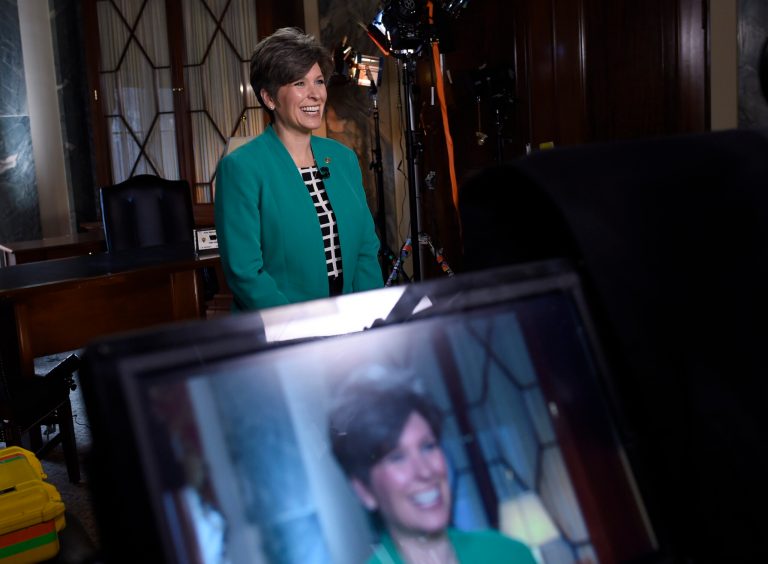 Sen. Joni Ernst, R-Iowa rehearses her remarks for the Republican response to President Obama's State of the Union address, Tuesday, Jan. 20, 2015, on Capitol Hill in Washington. (AP)