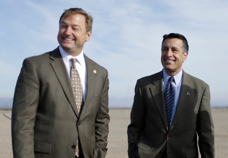 Sen. Dean Heller, R-Nev., on left, and Nevada Governor Brian Sandoval.