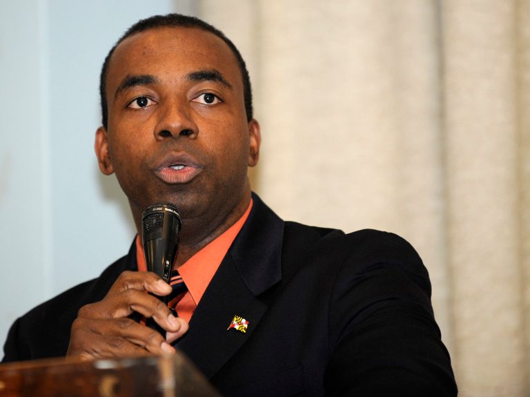 This week Charles Lollar, an African-American businessman, former U.S. Marine, and former Charles County Republican Party chairman, announces his candidacy for governor of Maryland in a statewide bus tour. (AP/Nick Wass)