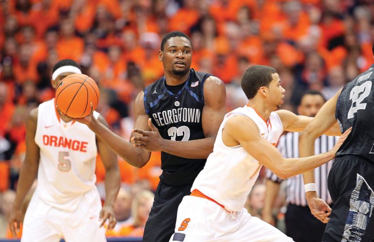 Nate Shron/Getty Images
Moses Ayegba and Georgetown won their final Big East game at the Carrier Dome against Syracuse last month.