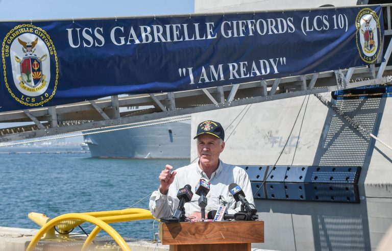 Navy Secretary Richard V. Spencer defended the service's decision to request only one littoral combat ship in the fiscal 2019 budget. (Navy photo)