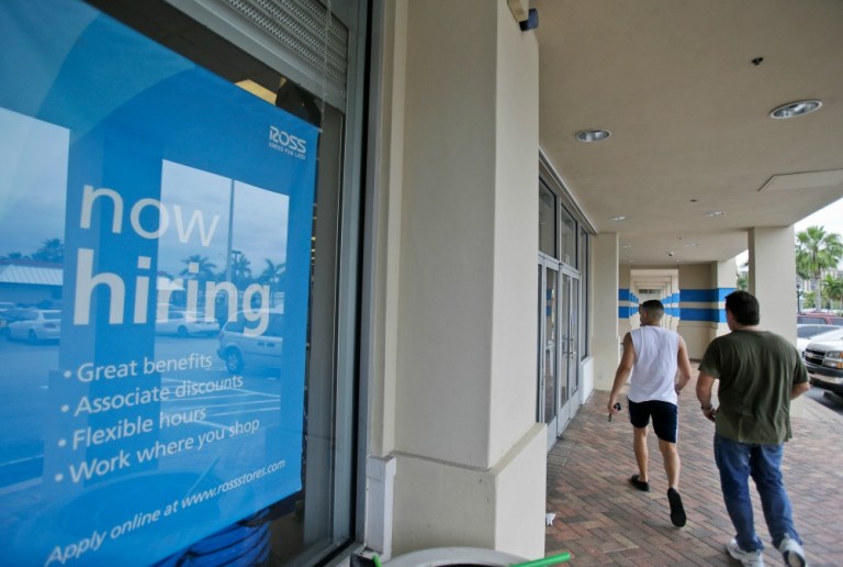 The past two months are the first time that, on a 12-month basis, more people have left unemployment for jobs than for falling out of the workforce since the recession began. (AP Photo)