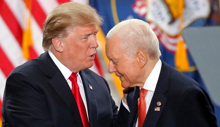 President Trump Tuesday congratulated retiring Sen. Orrin Hatch, R-Utah, for an "incredible career" and thanked the congressman for his support.