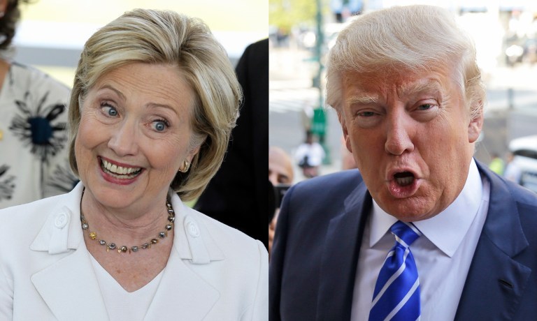In the new NBC/Wall Street Journal poll, Clinton leads with 48 percent support to Trump's 41 percent. (AP Photos)