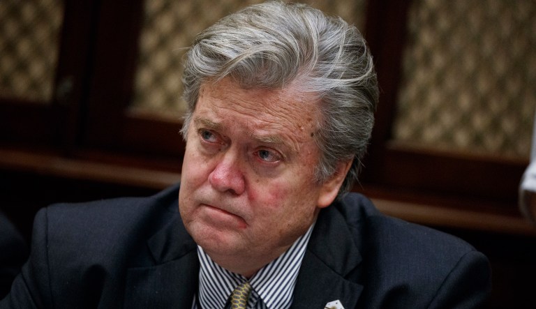 Bannon has made one thing clear since leaving the White House in August after spending seven months as President Trump's chief strategist: the political lives of several incumbent Republicans are about to become that much harder. (AP Photo/Evan Vucci)