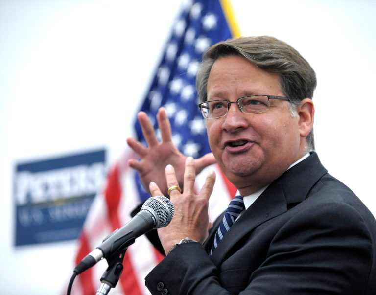 U.S. Congressman Gary Peters addresses attendees during before the Michigan Democratic Party Unity Breakfast at the McGregor Memorial Conference Center at WSU Wednesday, Aug. 6, 2014 in Detroit. (AP Photo/Detroit News, Todd McInturf)