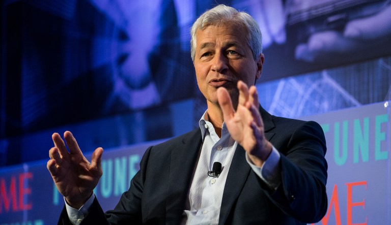 Jamie Dimon, chairman and CEO of JPMorgan Chase & Co., said he'd bet President Trump won't be re-elected. "If I had to bet, Iâd bet three and half" years in office, he said.