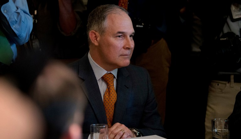 Housing and Urban Development Secretary Ben Carson, EPA Administrator Scott Pruitt (pictured above), Veterans Affairs Secretary David Shulkin, and Interior Secretary Ryan Zinke all attended private meetings with White House officials after watchdog groups and the media scrutinized their spending. (AP Photo/Andrew Harnik)