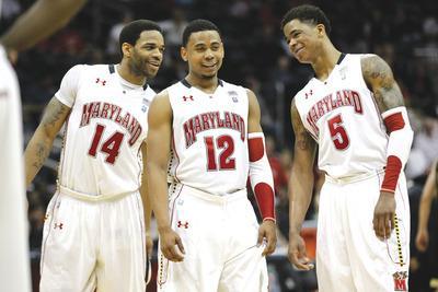 Streeter Lecka/Getty ImagesTerrell Stoglin, middle, had 25 points, seven rebounds and four assists in Maryland's win over Wake Forest on Thursday.