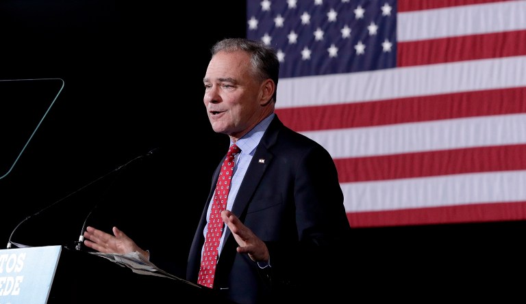Democratic vice presidential candidate Sen. Tim Kaine told supporters that Donald Trump isn't just insensitive, but he's straight up bigoted against Latinos. (AP Photo/Matt York)