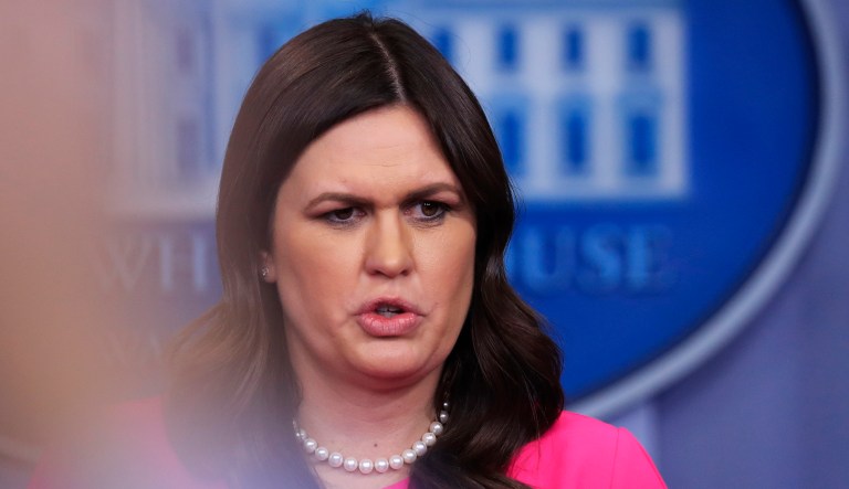 White House press secretary Sarah Sanders Tuesday called out congressional Democrats for hypocritical behavior after supporting merit-based immigration five years ago, but not now under President Trump. (AP Photo/Manuel Balce Ceneta)