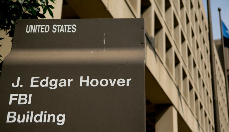 Built in the 1970s, the J. Edgar Hoover Building is crumbling and often criticized as an eyesore in downtown Washington. (Andrew Harrer/Bloomberg)