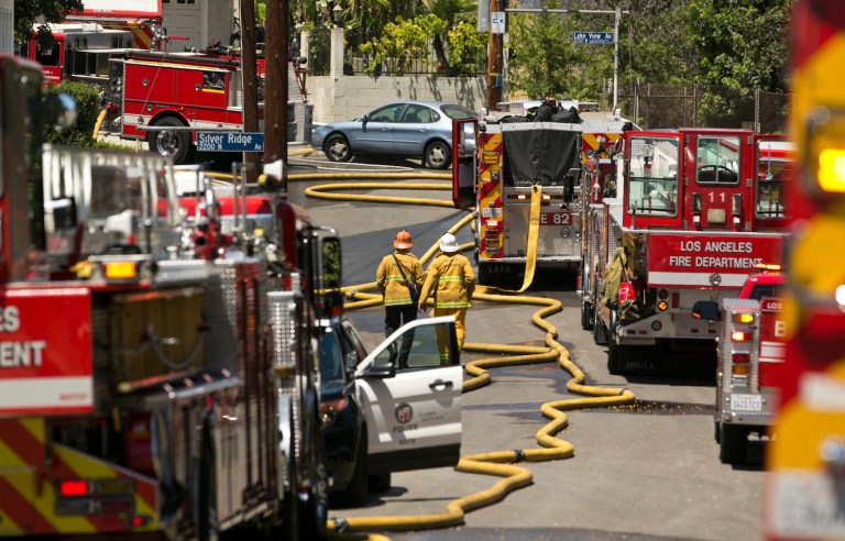 Agency in 2014 banned the transfer of fire trucks from the Pentagon to Arizona firefighters. (AP Photo/Damian Dovarganes)