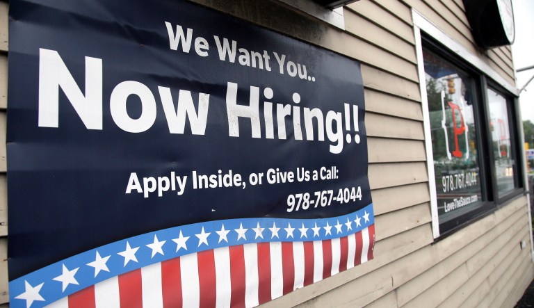 The number of advertised job openings rose to a record-high 6.2 million in June, the Bureau of Labor Statistics reported Tuesday. (AP Photo/Elise Amendola)