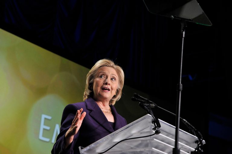 Hillary Clinton had her own computer system for email correspondence when she was Secretary of State, registered to the fictional Eric Hoteham. (Photo by Kris Connor/Getty Images for EMILY's List)