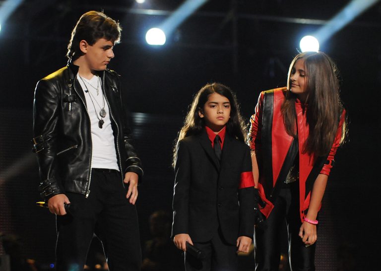 CARDIFF, WALES - OCTOBER 08:  Michael Jackson's children (L-R) Prince Jackson, Blanket Jackson and Paris Jackson speak on stage during the 'Michael Forever Tribute Concert' at Millennium Stadium on October 8, 2011 in Cardiff, Wales.  (Photo by Tim Alban/Getty Images)
