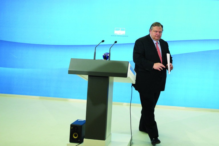 Evangelos Venizelos, the head of the Socialist PASOK party leaves after a press conference following the meeting with leader of the New Democracy conservative party Antonis Samaras in Athens, on Wednesday, June 20, 2012. The three parties that back Greece's commitments to bailout creditors have agreed in principle to form a coalition government and are negotiating the final details, officials said Wednesday. The agreement follows protracted negotiations between the conservative New Democracy party, the Socialist PASOK and the smaller Democratic Left party, after a national election on Sunday. (AP Photo/Petros Giannakouris)