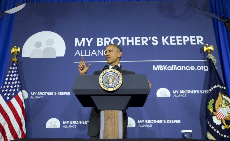 Speaking at an event on the campus of Lehman College in the Bronx, N.Y., President Obama said the country will Ã¢â¬Åprofit or payÃ¢â¬ï¿½ for what the young men in poor communities across the country become. (AP Photo)Â 