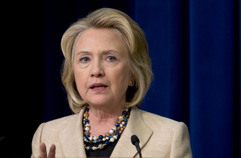 Hillary Clinton speaks in the South Court Auditorium on the White House Complex in Washington, in this Sept. 9, 2013, file photo. (AP Photo/Carolyn Kaster)