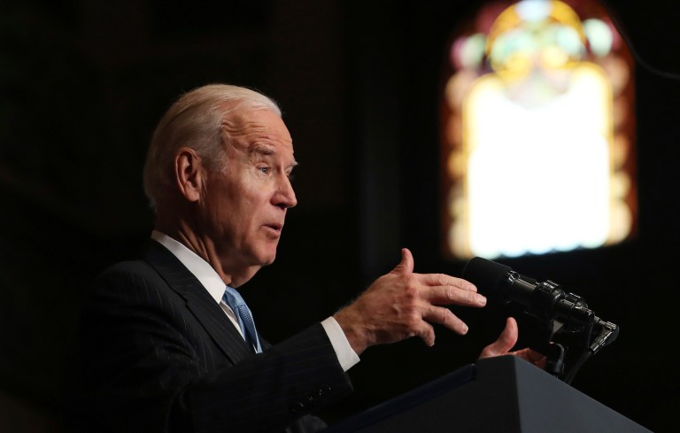Vice President Joe Biden said Saturday the late astronaut and former Sen. John Glenn will be remembered by Americans not just for his decades of accomplishments, but for exemplifying what love looks like through his life. (AP Photo/Manuel Balce Ceneta)