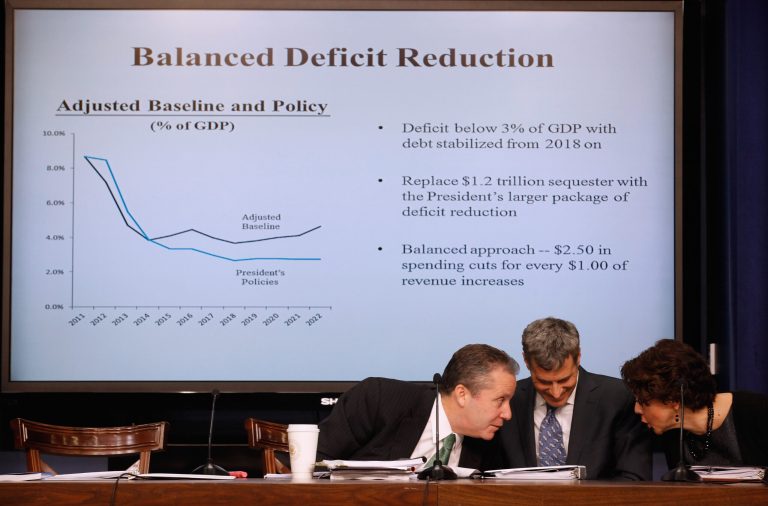 Compared to last year, the CBO projects slower economic growth, less payroll tax revenue and lower interest rates over the coming decades. Combined, this will initially mean a higher budget deficit, but projections eventually lead to a slightly lower one.Â (Getty Image)