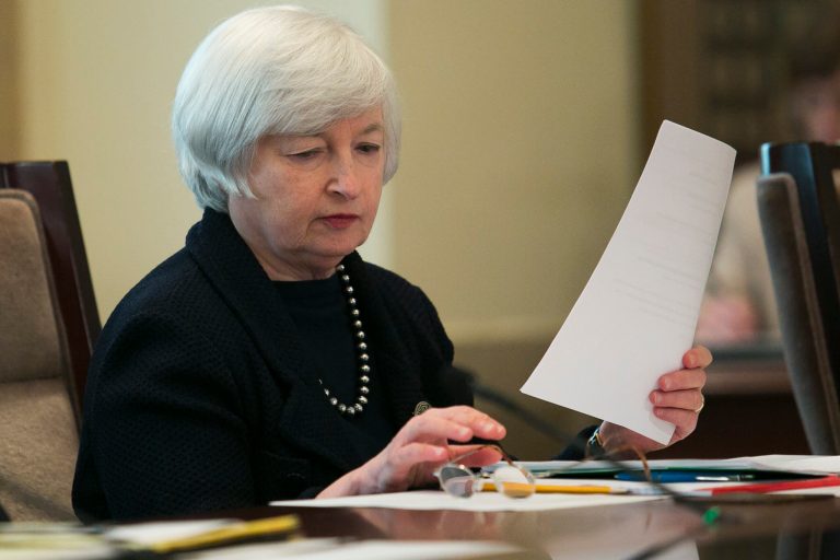 Federal Reserve Chairwoman Janet Yellen at a Board of Governors meeting at the Federal Reserve in Washington, Wednesday, Sept. 3, 2014. (Graeme Jennings/Examiner file)