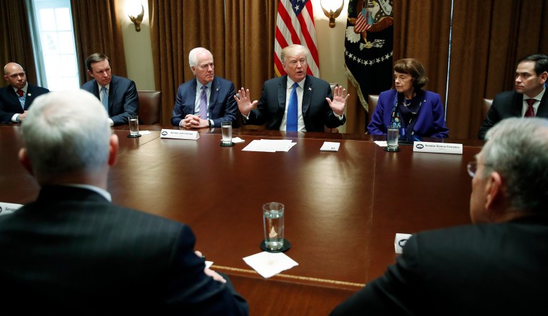 President Trump met with lawmakers from both sides in the White House as part of his ongoing effort to get a bill through the House and Senate, and was told from both sides that his participation is critical. (AP Photo/Carolyn Kaster)