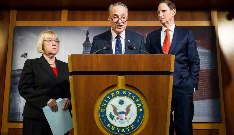 Democratic Sens. Patty Murray of Washington, Chuck Schumer of New York and Ron Wyden of Oregon signed the letter. (AP Photo/Zach Gibson)