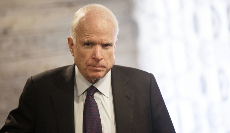 Sen. John McCain, R-Ariz., said that President Trump's newly unveiled budget plans ignore the core problem of the country's overstretched -- it has too few soldiers. (Army Patrick T. Fallon/Bloomberg)