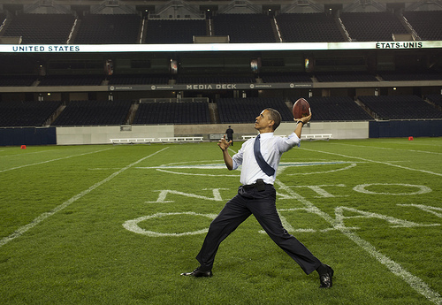 The president’s magnificent NATO football photo