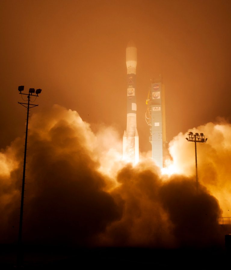 In this image released by NASA, a Delta 2 rocket with the Orbiting Carbon Observatory-2 satellite launches at Vandenberg Air Force Base, Calif., Wednesday morning, July 2, 2014.  The goal of the $468 million mission, designed to last at least two years, is to study the processes behind how the environment absorbs carbon dioxide.  (AP Photo/NASA, Bill Ingalls) MANDATORY CREDIT