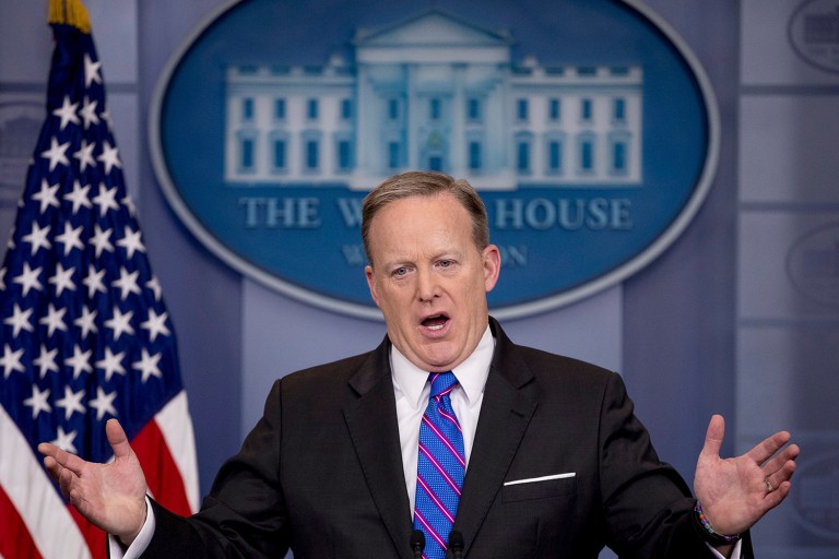 White House press secretary Sean Spicer welcomed Americans to approach him with questions if they happen to spot him in public. (AP Photo/Andrew Harnik)