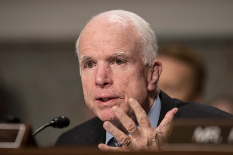 Sen. John McCain, R-Ariz., voted for President Trump's pick to lead of the Office of Management and Budget in committee on Thursday. (AP Photo/J. Scott Applewhite, File)