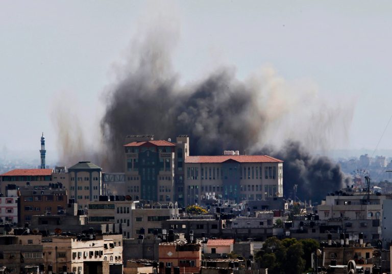 Smoke rises after an Israeli missile strike in Gaza City, Tuesday, July 15, 2014. The Israeli military says it has resumed airstrikes on Gaza after Hamas militants violated a de-escalation brokered by Egypt.  (AP Photo/Adel Hana)