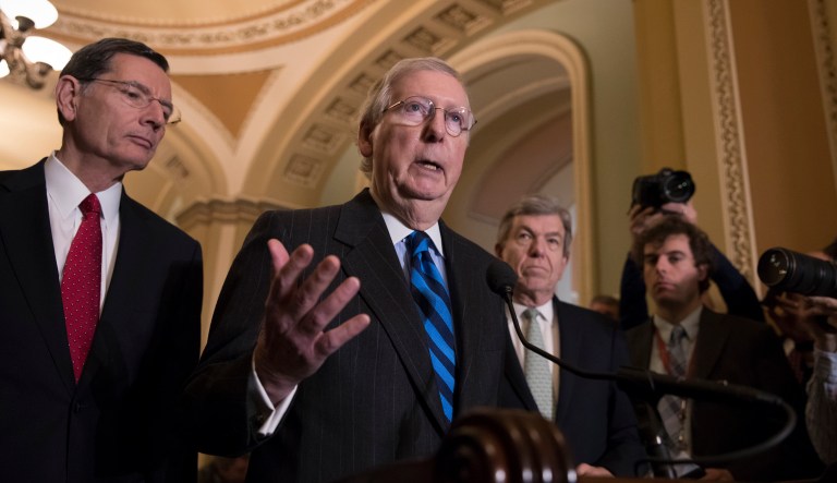 Senate Majority Leader Mitch McConnell, R-Ky., said he anticipates that Congress by Thursday will pass one last another short-term bill that will be needed to provide enough time to write and prepare the legislation to accommodate the new agreement. (AP Photo/J. Scott Applewhite)
