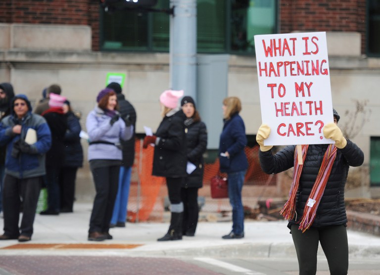 The healthcare industry isn't pressing to save the law's mandate for people to buy insurance or pay a fine. (Don Campbell/ The Herald-Palladium via AP)