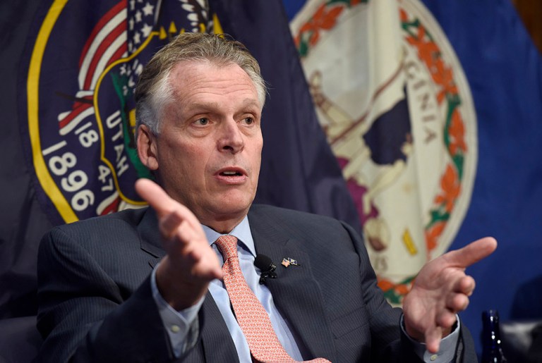 Virginia Governor Terry McAuliffe hosted other Democrats at an exclusive party for close friends of the Clinton campaign to watch results of Super Tuesday. (AP File Photo/Susan Walsh)