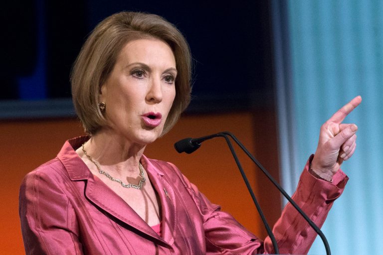 Carly Fiorina also highlighted Donald Trump's shifting policy positions on immigration, abortion and healthcare. (AP Photo)Â 