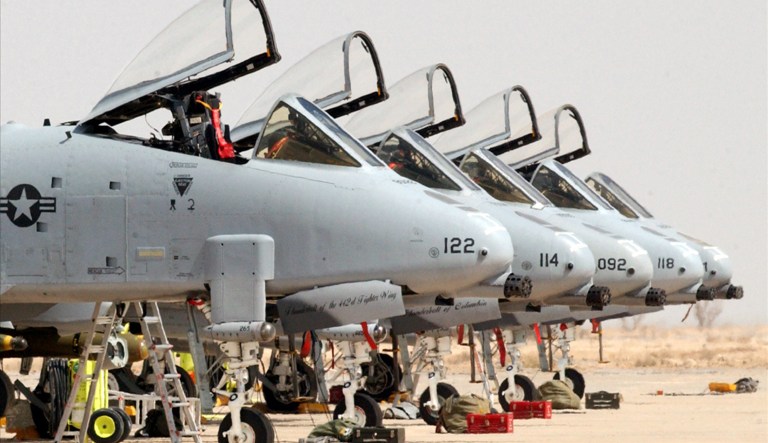 The Air Force's A-10 close-air support aircraft has been used to attack Islamic State fighters, but about one-third of the aging 1970s-era aircraft, also known as Warthogs, are in need of wing replacements. (U.S. Air Force photo)