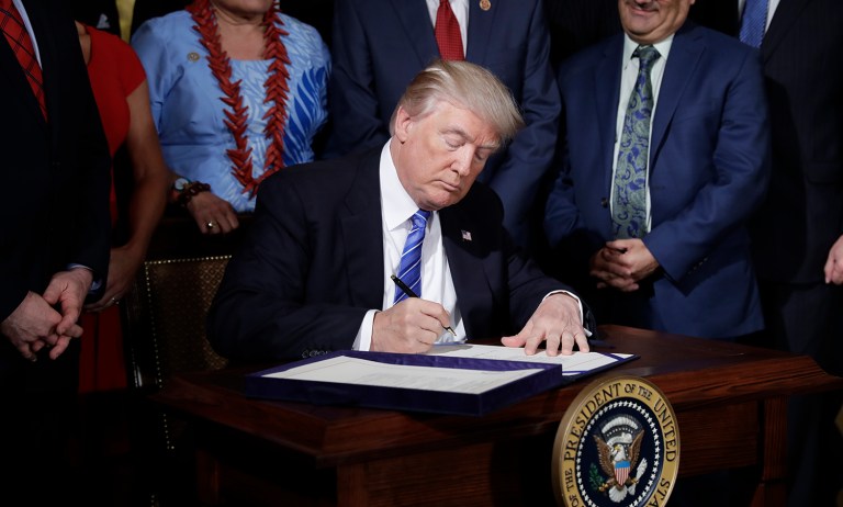 Trump chose Lewis Eisenberg to be ambassador to Italy and Stephen King as ambassador to the Czech Republic. (AP Photo/Evan Vucci)