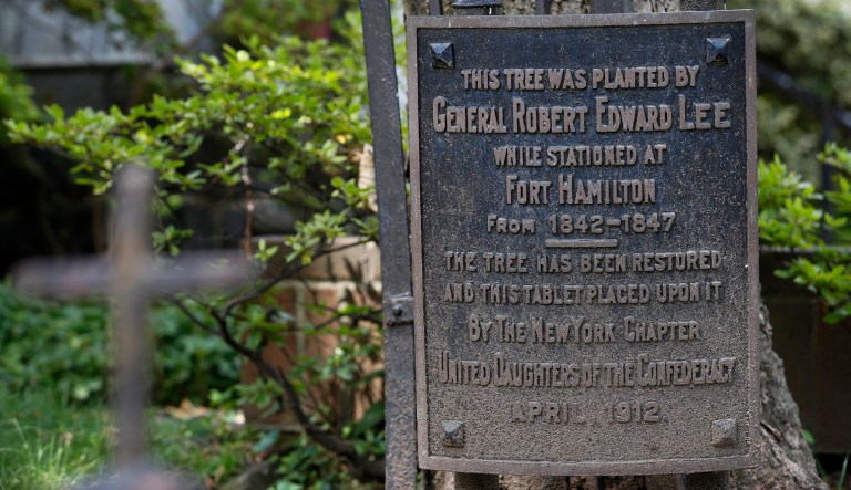A group of Democratic lawmakers asked the Army in June to rename a pair of streets at Fort Hamilton, in Brooklyn, which currently honoring Robert E. Lee and Stonewall Jackson, part of a broader effort to take down Confederate memorials across the country. (AP Photo/Kathy Willens)