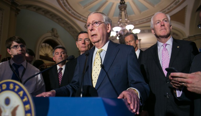 Some Republicans say McConnell's office is behind it, while others believe it is a combination of a few Senate committees. And some just refused to hazard a guess. (Graeme Jennings/Washington Examiner)