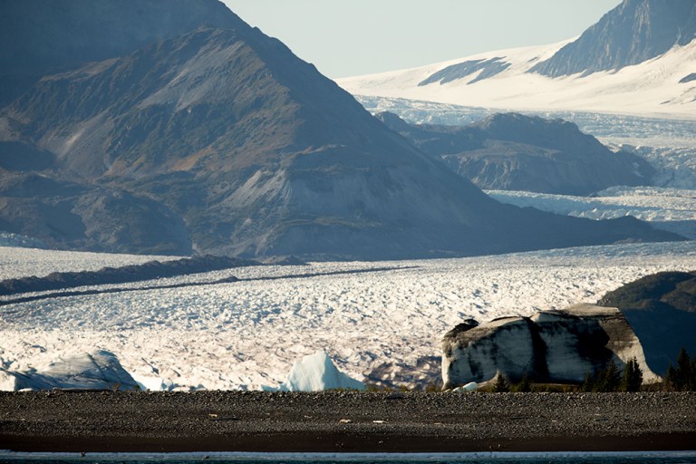 Searchers on an Alaska's Bear Glacier Monday were battling the clock and the elements to find two skiers, missing since Friday. (AP Photo/Andrew Harnik)