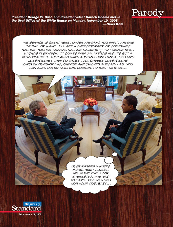 Bush and Obama in the Oval Office