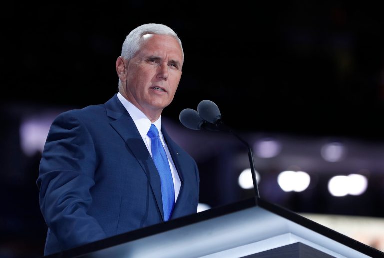 "The American people now have absolute and further proof of the corruption that exists around Hillary Clinton. It should disqualify her from office, if the media did their job," Mike Pence said. (AP Photo)