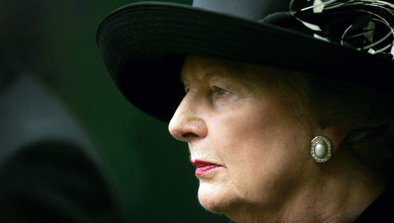 The most important single fact about Mrs. Thatcher, Charles Moore says, is not that she was a conservative but that she was a woman, ready to use her charms as well as her intellect in dealing with men. (Photo by Bruno Vincent/Getty Images) 