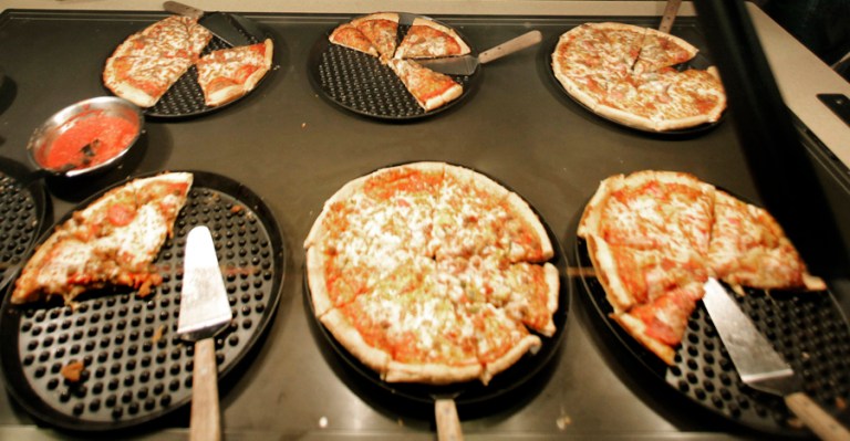 Real estate mogul Donald Trump passed up the opportunity to have a free lunch at a Pizza Ranch in Winterset, Iowa. (AP file photo/Charlie Riedel)