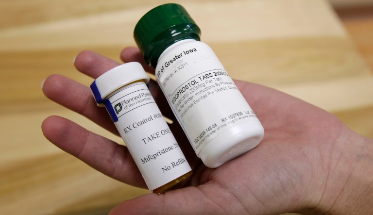 This Sept. 22, 2010 file photo shows bottles of the abortion-inducing drug RU-486 in Des Moines, Iowa. 